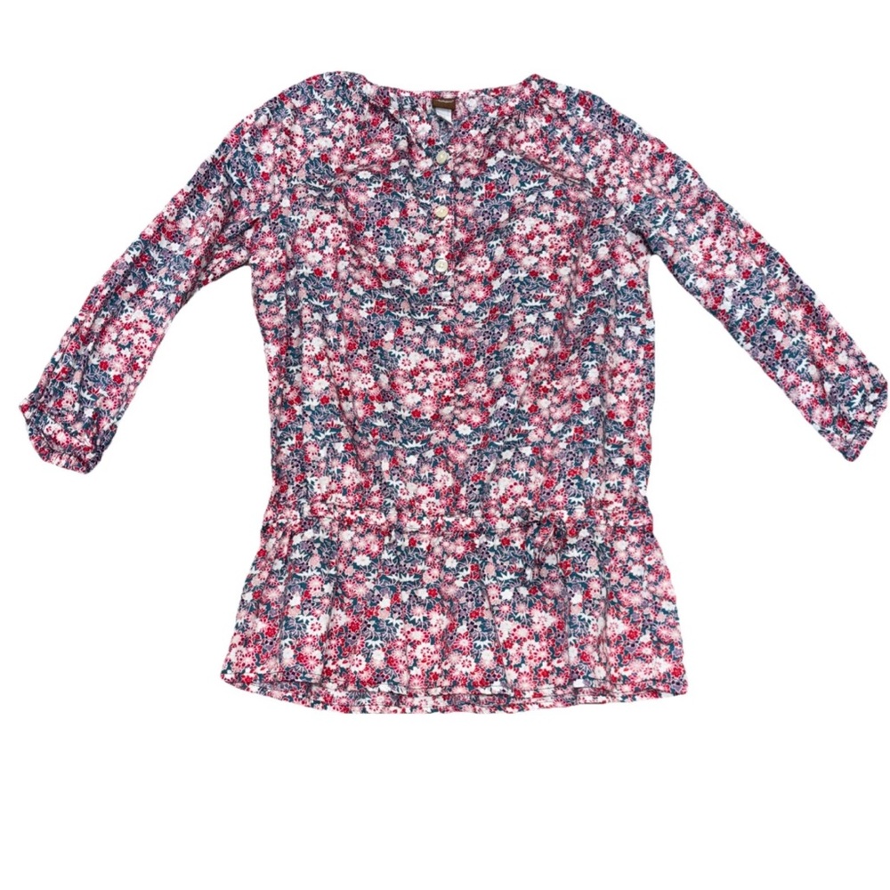 Tea Collection Floral Long Sleeve Button Down Tunic Girls Size 10